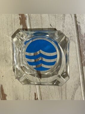 Vintage Blue Wave Glass Ashtray